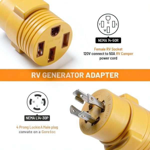 MECMO L14-30P to 14-50R Adapter 30A 125V 3750W-1