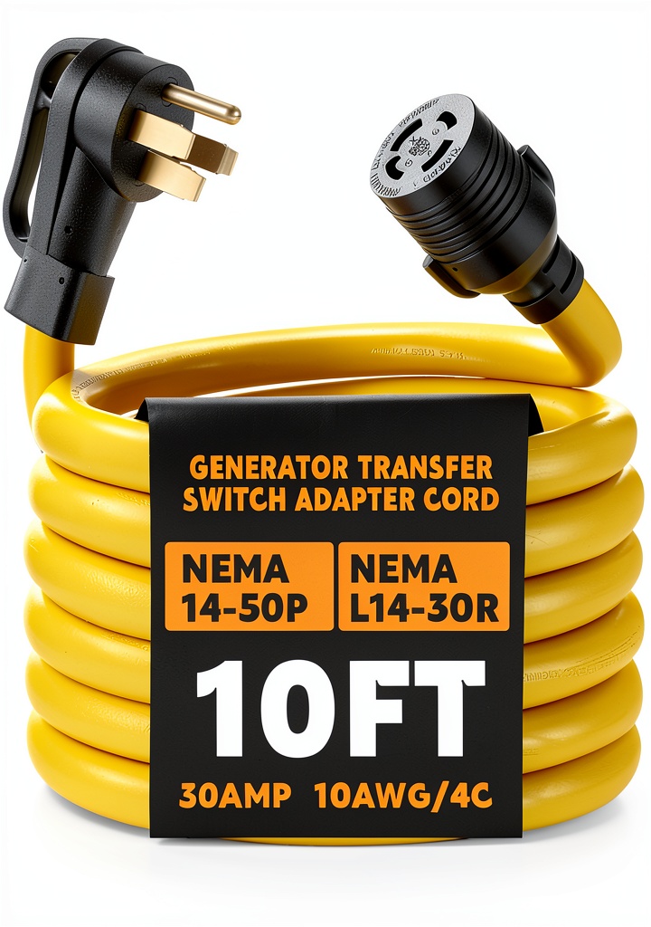 Kanayu generator adapter cord being connected to a portable generator