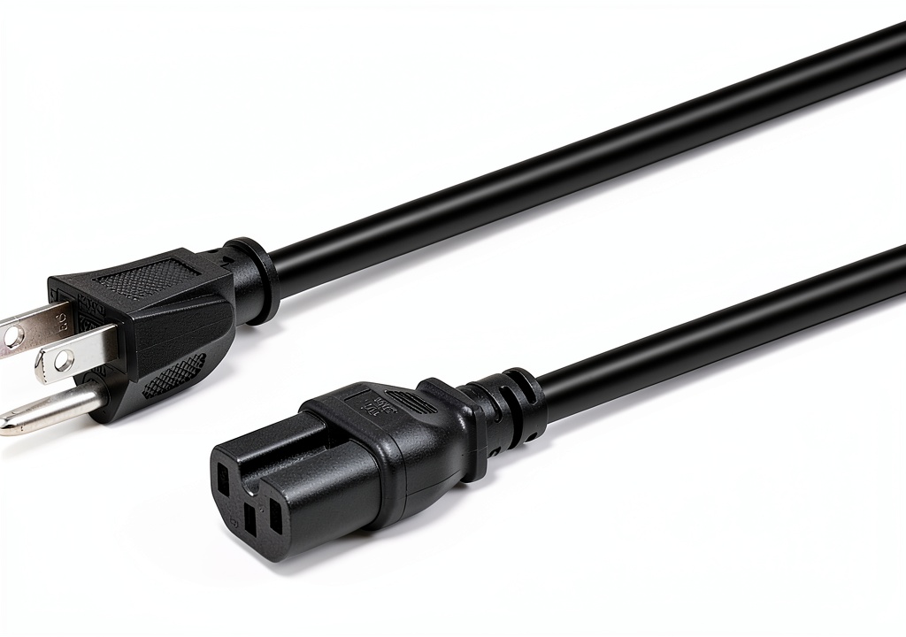 Monoprice IEC C15 Power Cord plugged into a generator outdoors