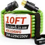 PlugSaf 30 Amp Generator Cord 10FT Green Weatherproof Twist-Lock-0