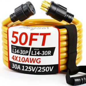 PlugSaf 50ft Yellow 4‑Prong Generator Cord L14‑30 PS‑50L14‑30-0