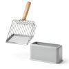 Metal Cat Litter Scoop tilatumo – Beech Wood Grip with Stand T‑LS‑01-3