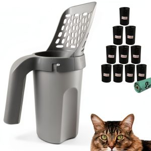 Cat Litter Scooper Esamploe with Trash Container and 215 Garbage Bags-0