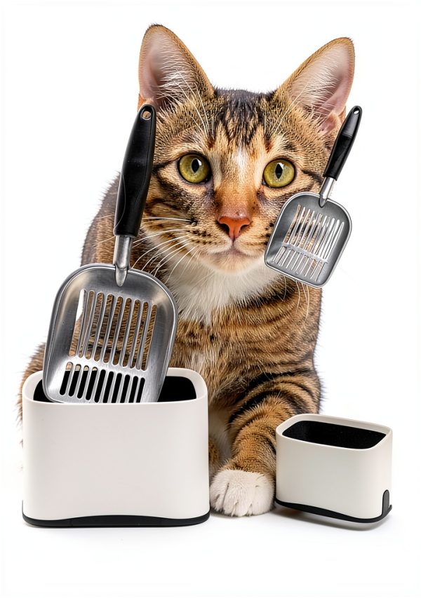 Heavy Duty Cat Litter Scoop with Holder by Epargnaro 12in Aluminum-1