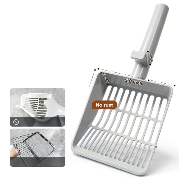 Large Cat Litter Scoop, Heavy-Duty Litter Scoop with Dual Sifting Holes for Fast & Fine Clumping, Kitty Litter Scooper with Long Handle & Easy-to-Hang Hook for Litter Box-1