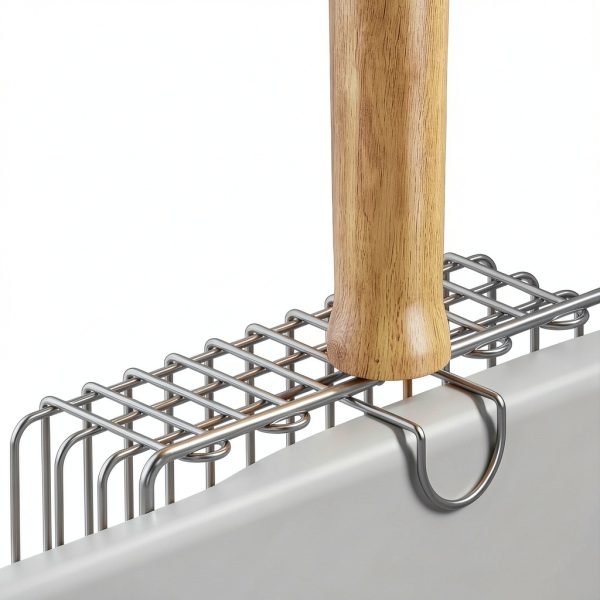 Metal Cat Litter Scoop tilatumo – Beech Wood Grip with Stand T‑LS‑01-2