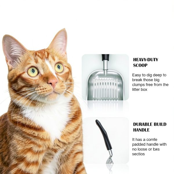 Heavy Duty Cat Litter Scoop with Holder by Epargnaro 12in Aluminum-5