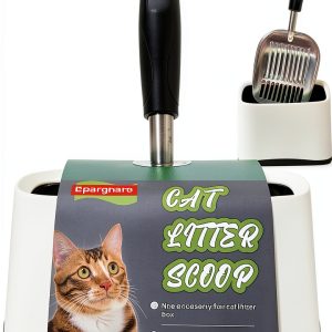 Heavy Duty Cat Litter Scoop with Holder by Epargnaro 12in Aluminum-0