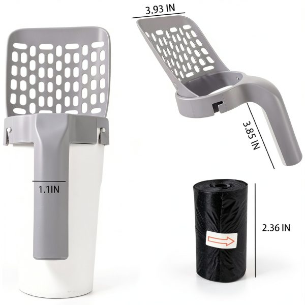Cat Litter Scooper Esamploe with Trash Container and 215 Garbage Bags-1