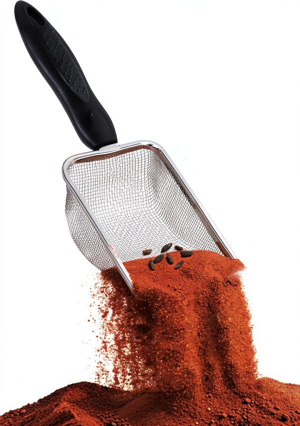 SunGrow Reptile Sand Scoop Stainless Steel Non Slip Handle 11×4×2 in-1