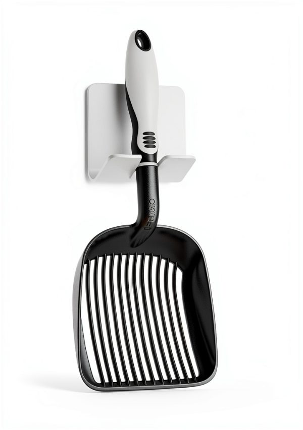 Cat Litter Scoop iPrimio Metal Deep Shovel, Teflon Coated, Black Long-2