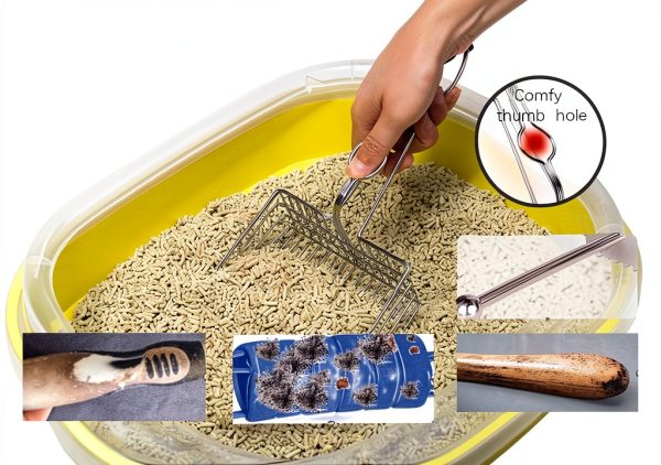 All Metal Litter Scoop QUALIALL Jumbo Steel Cat Scooper with Holder-3