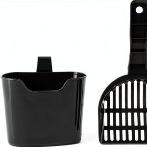 Amazon Basics Litter Scoop with Holder – Gray PP Plastic, 1 Count-0