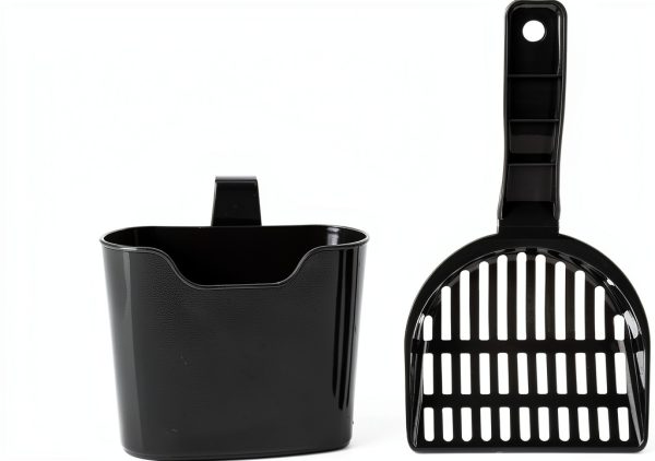 Amazon Basics Litter Scoop with Holder – Gray PP Plastic, 1 Count-0